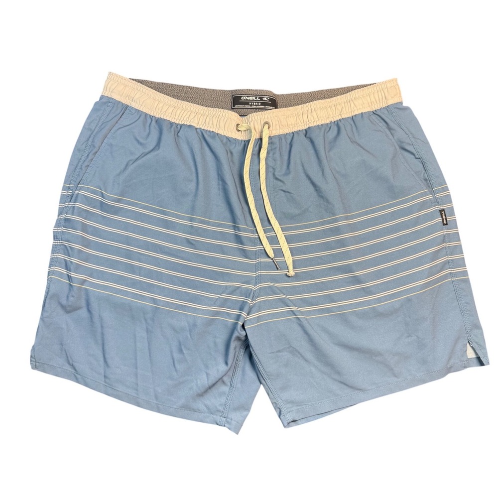 ONeill Hybrid Board Shorts Mens XXL Blue‎ Striped Hyperdry Stretch Swim Trunks
